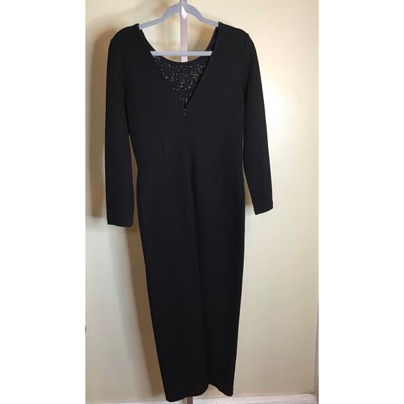 Kasper ASL x Nina Charles Knit long/SL Maxi Dress Sz. Sm Black Bejeweled Bodice - Picture 2 of 10